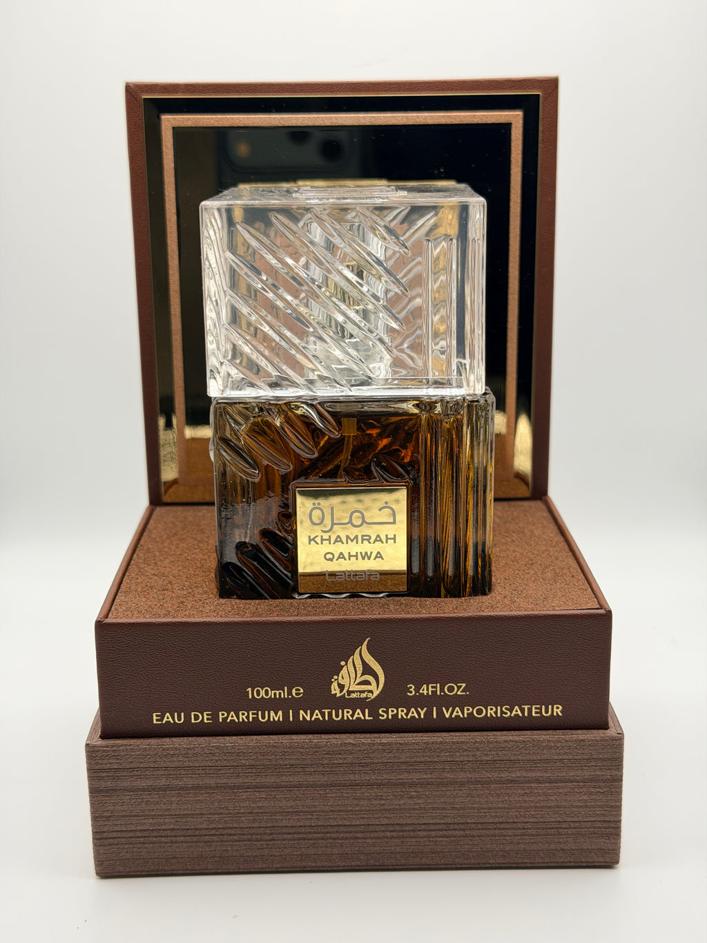 Lattafa Khamrah Qahwa EDP bottle and box