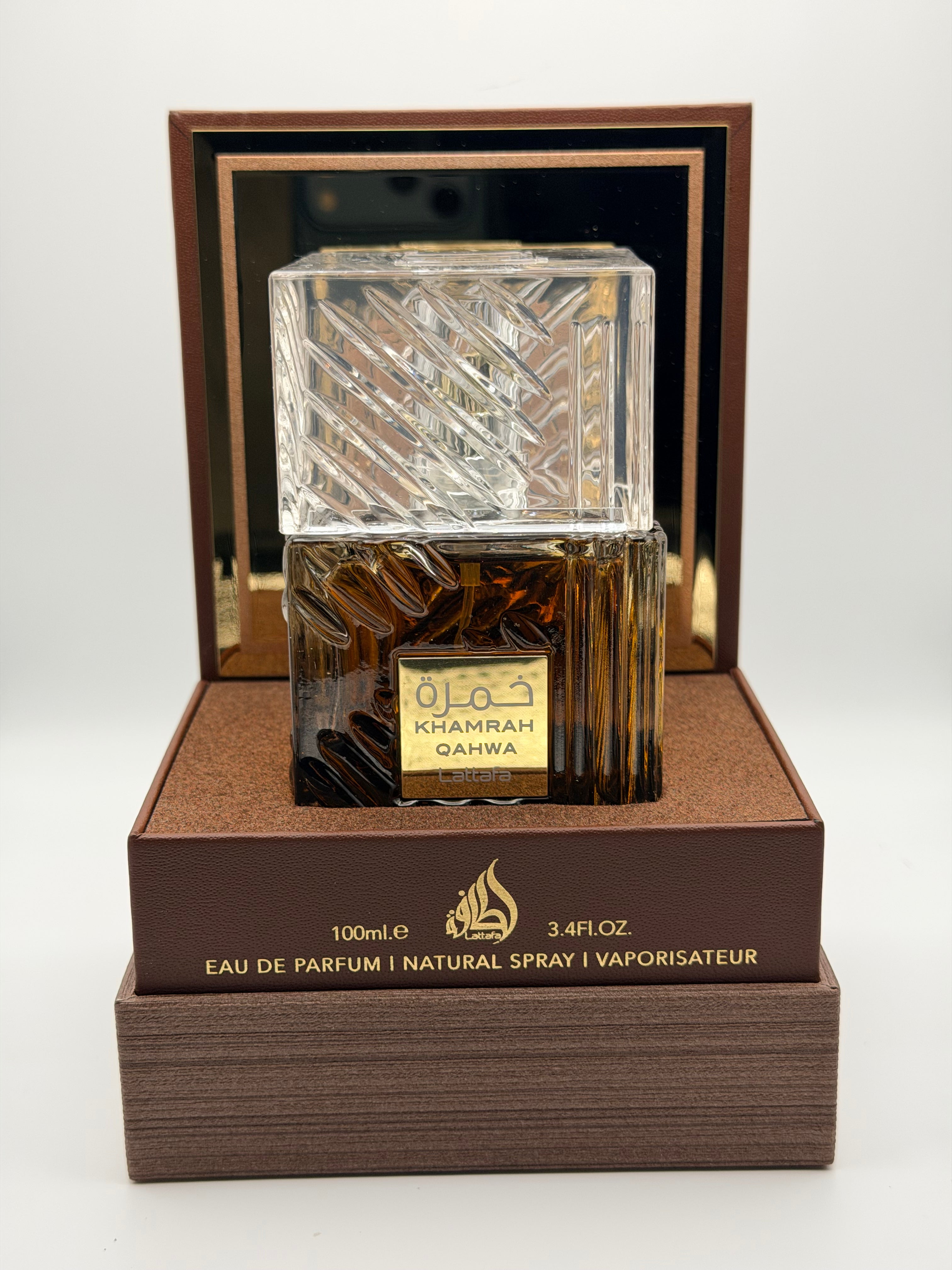 Lattafa Khamrah Qahwa EDP bottle and box